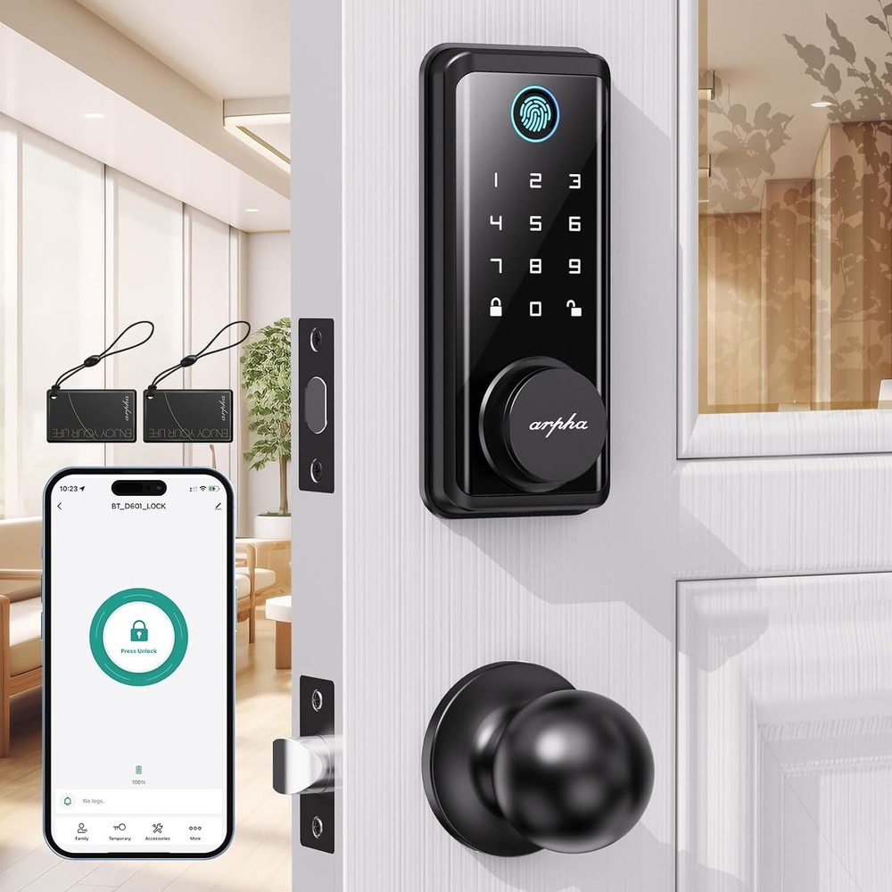 ARPHA Keyless Entry Smart Door Lock+Handle Fingerprint Electronic Keypad App