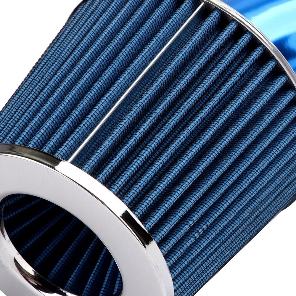 Universal Car Cold Air Intake Filter Induction Pipe Power Flow Hose System Blue
