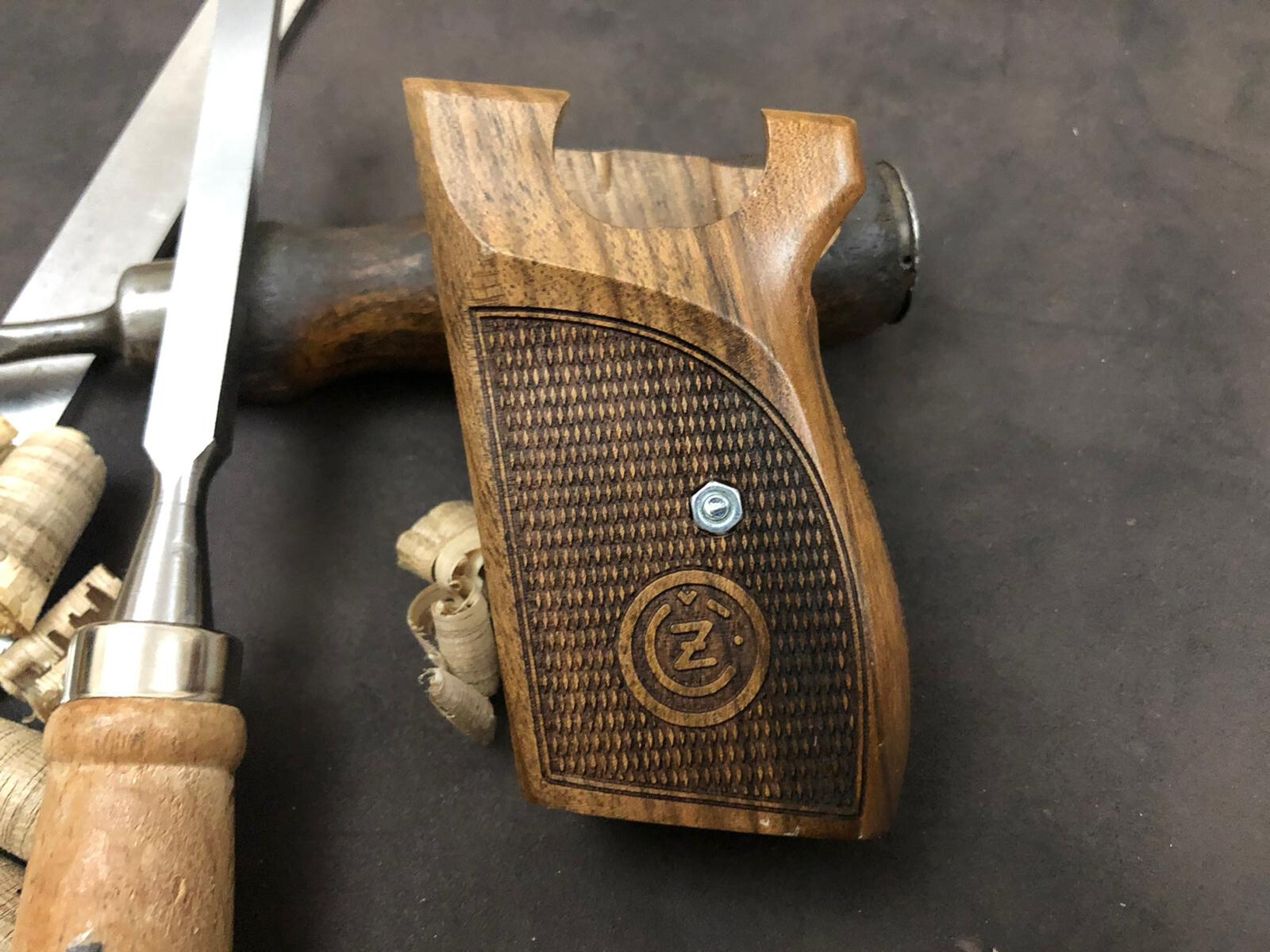 CZ VZOR 70-50 7.65MM 32 ACP Turkish Walnut Wood Grips Handmade Diamond Checkered