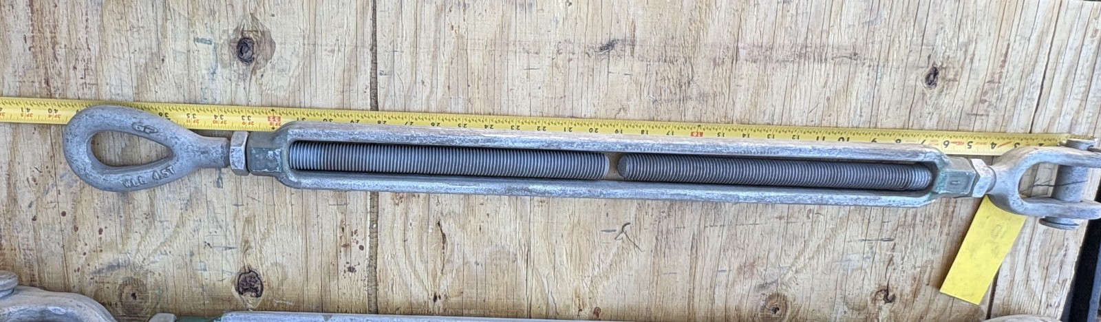 Green Pin Turnbuckle 1” x 24” Turnbuckle, jaw-jaw end-fitting, 4.5 Ton load