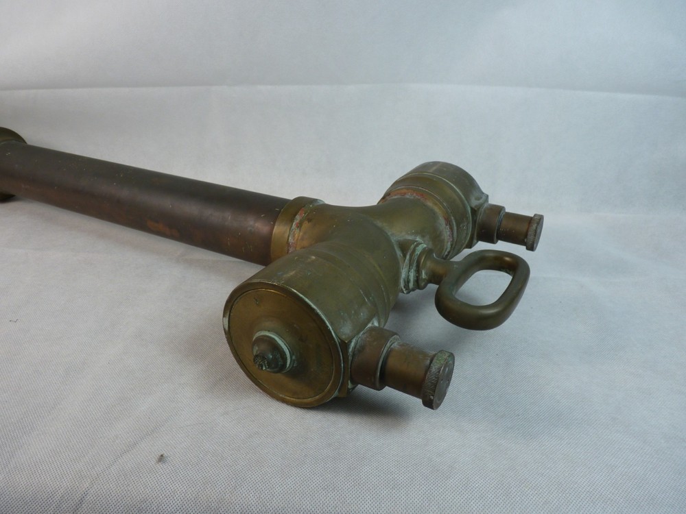 LARGE ANTIQUE SOLID BRASS FIRE BRIGADE HYDRANT STANDPIPE 29" TALL- COLLECTABLE