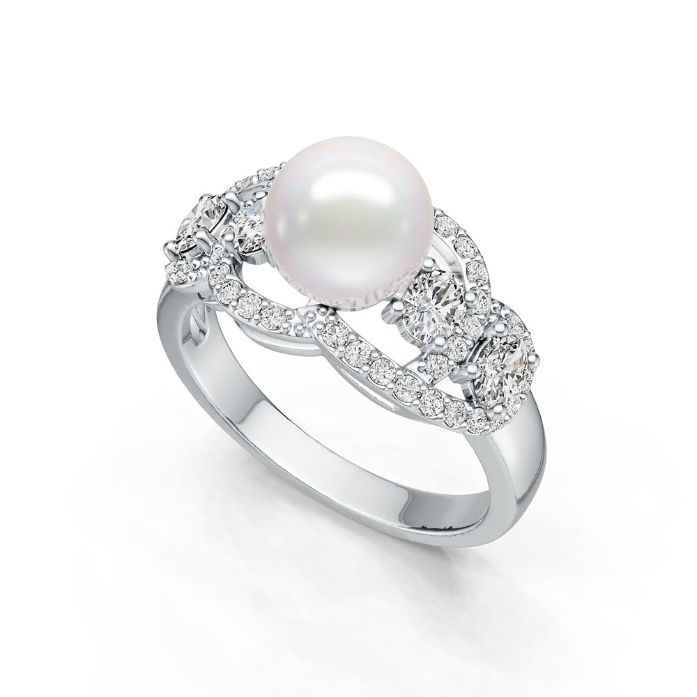 Sterling Silver Semi Mount Ring Setting Round RD 8.5mm with White Topaz