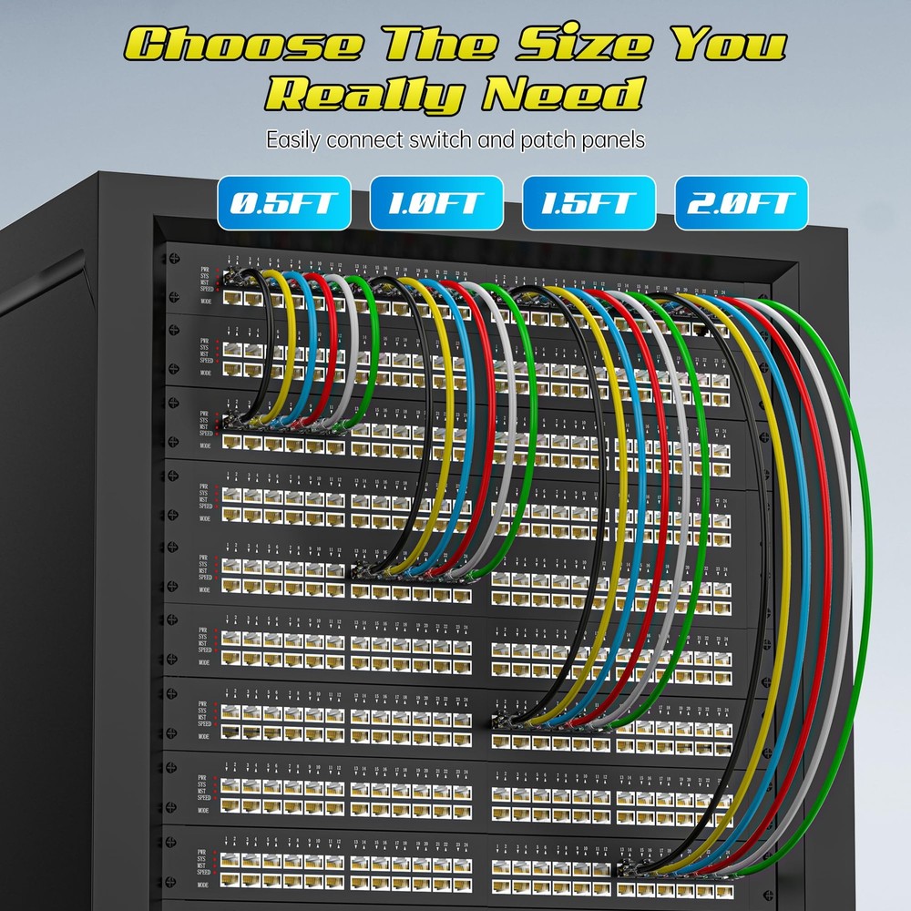 3 Feet Cat6 Patch Cables(12 Pack), Solid Pure Copper Cord, 3FT, Yellow