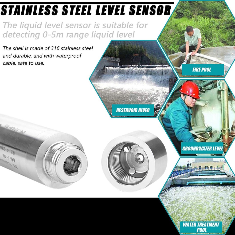 DC24V 4-20mA Throw in Type Liquid Level Sensor For Detecting 0-5m Range Depth