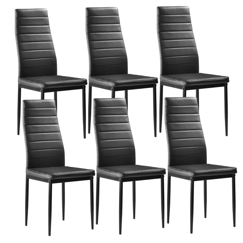 Dining Chairs Set of 6 Kitchen High Back Dining Room Chair with Metal Leg Black
