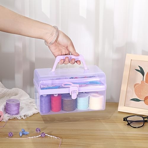 Multipurpose Plastic Craft Storage Containers with Removable Rectangle Purple