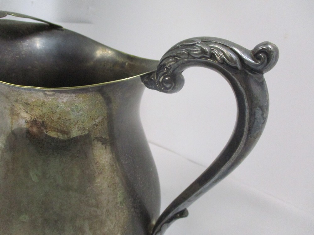 Vintage Unmarked Silverplate Pitcher with Ice Lip