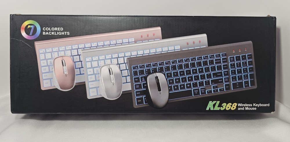 Wireless KL368 Keyboard & Mouse Bundle Silver Colored Backlights Type-C WIN/MAC