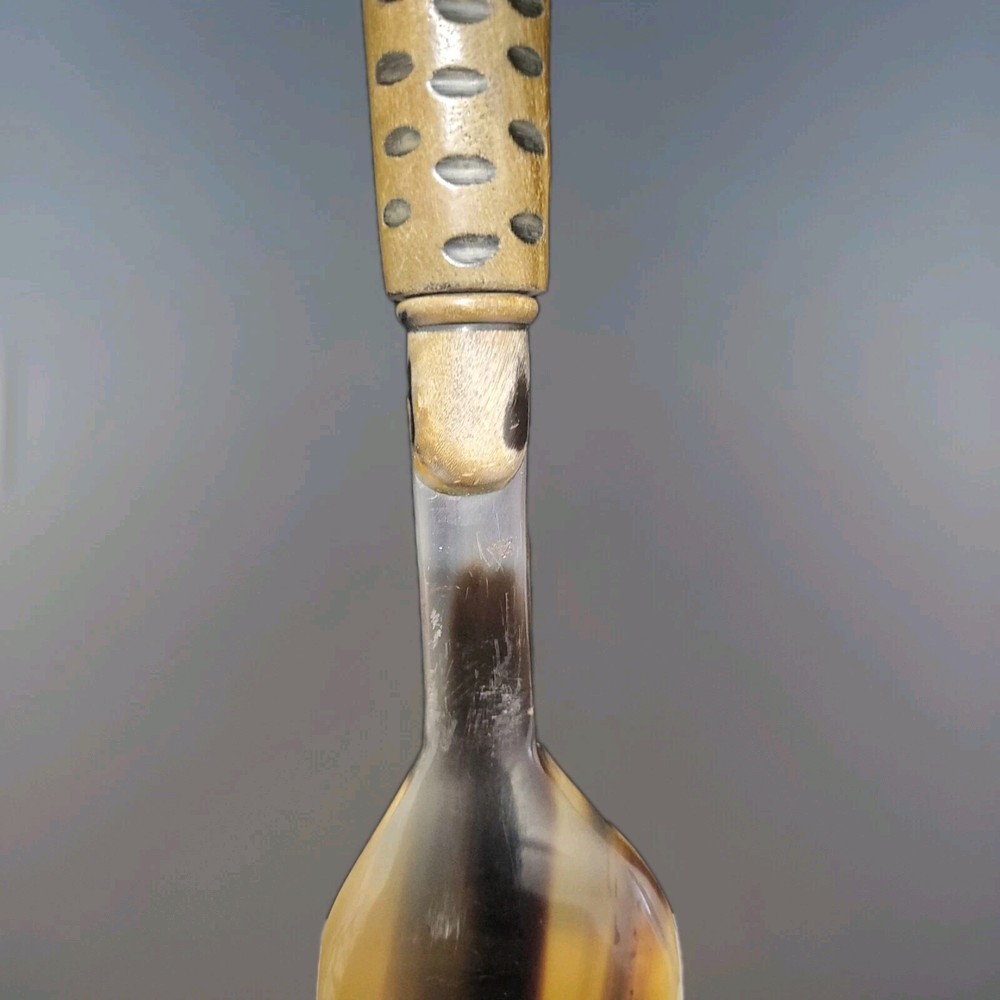 Handmade Horn with Wooden Leopard Handle Server fork