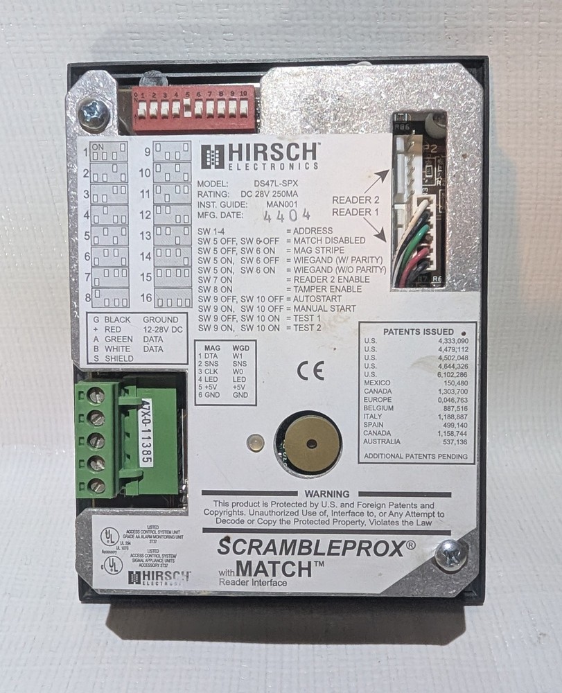 Hirsch DS47L-SPX ScrambleProx High-Security Access Keypad Reader w/ MATCH Tested