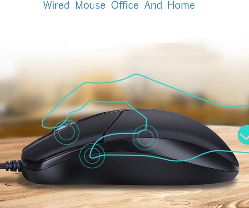 USB 2.0 Optical Wired Scroll Wheel Mouse PC Laptop Notebook Desktop Black Mice