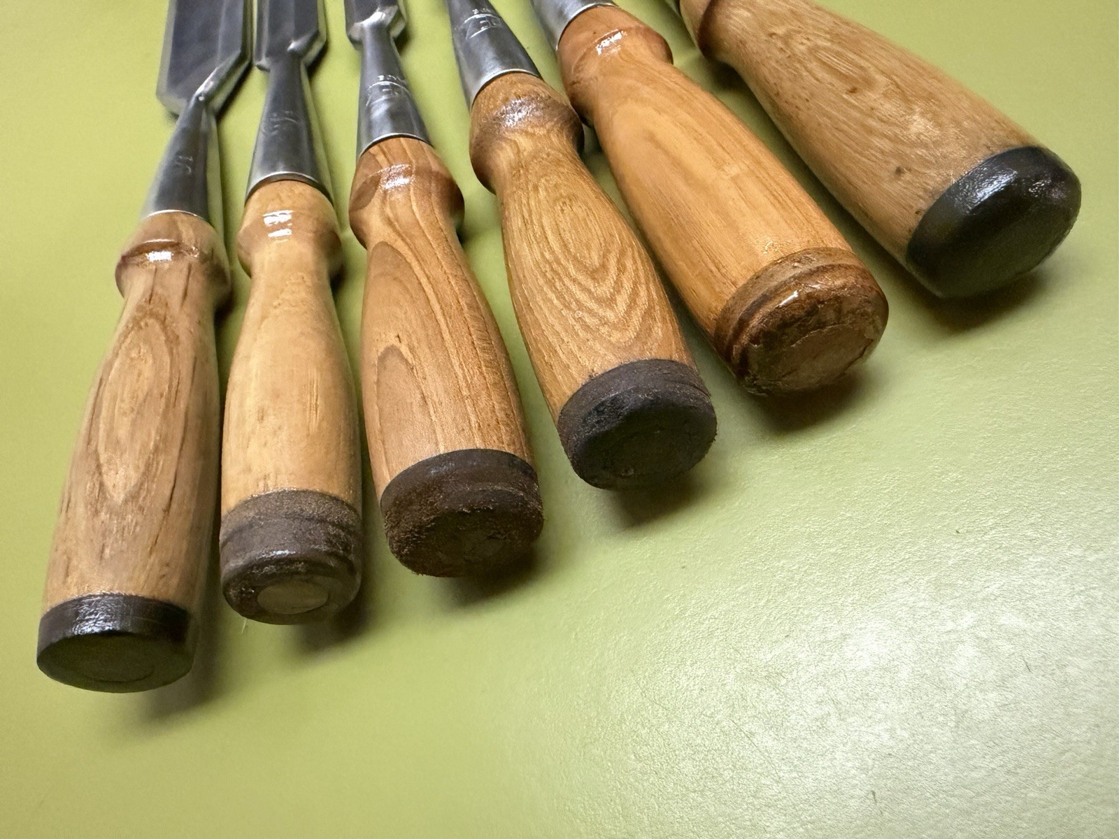 SUPERB 6-pc Set PEXTO vtg Socket Chisels w/MATCHING Handles & CANVAS TOOL ROLLUP