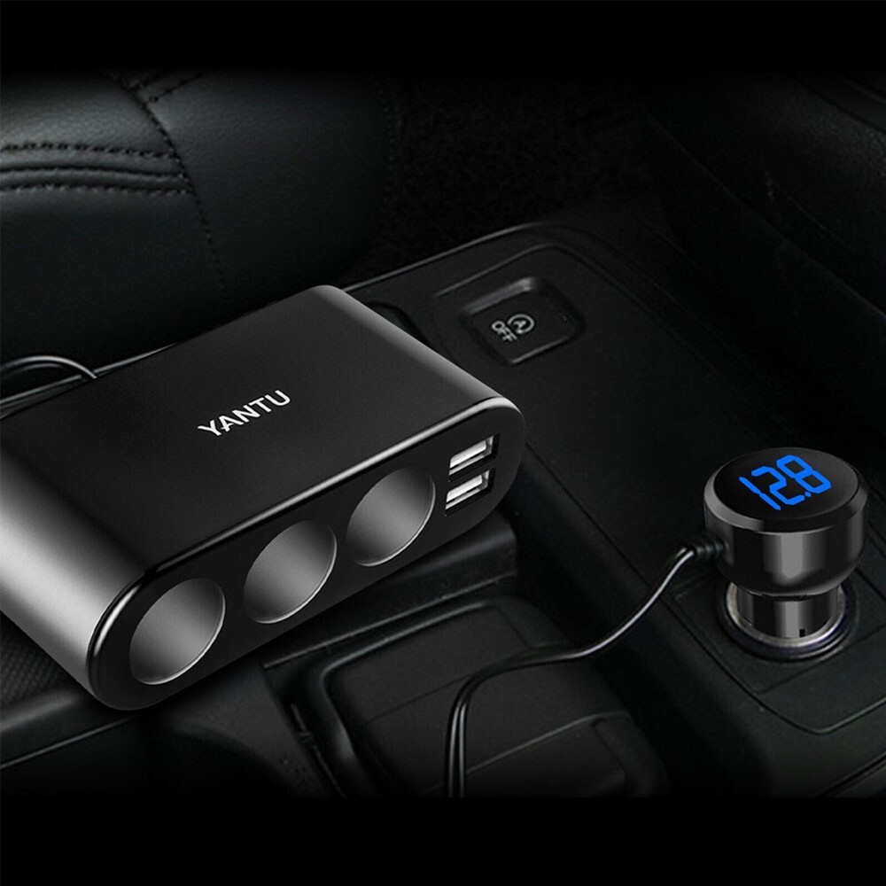 3 Way Car Cigarette Lighter Socket Splitter 12V Dual USB Charger Power Adapter