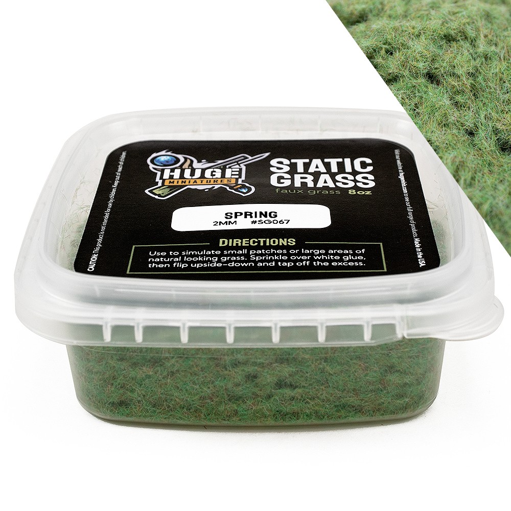 Huge Miniatures Static Grass, Spring Green 2mm Summer Fall – 8oz Container