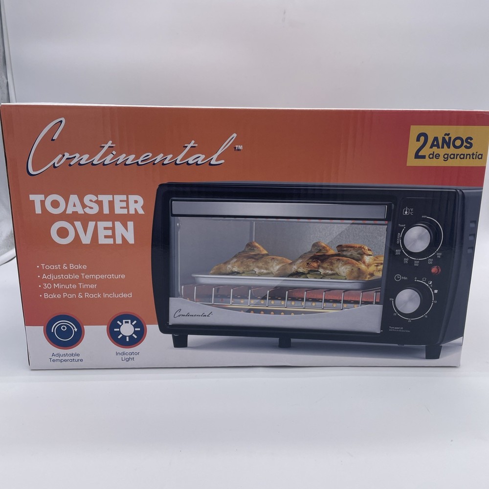 Continental Countertop Toaster Oven Adjustable Temperature Black