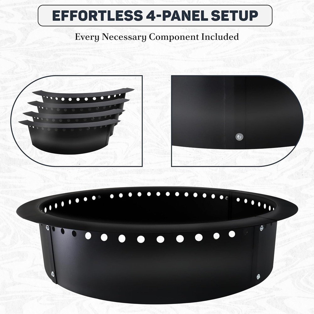 FEBTECH 46” Smokeless Outdoor Fire Pit Insert with Heat Resistant Coating