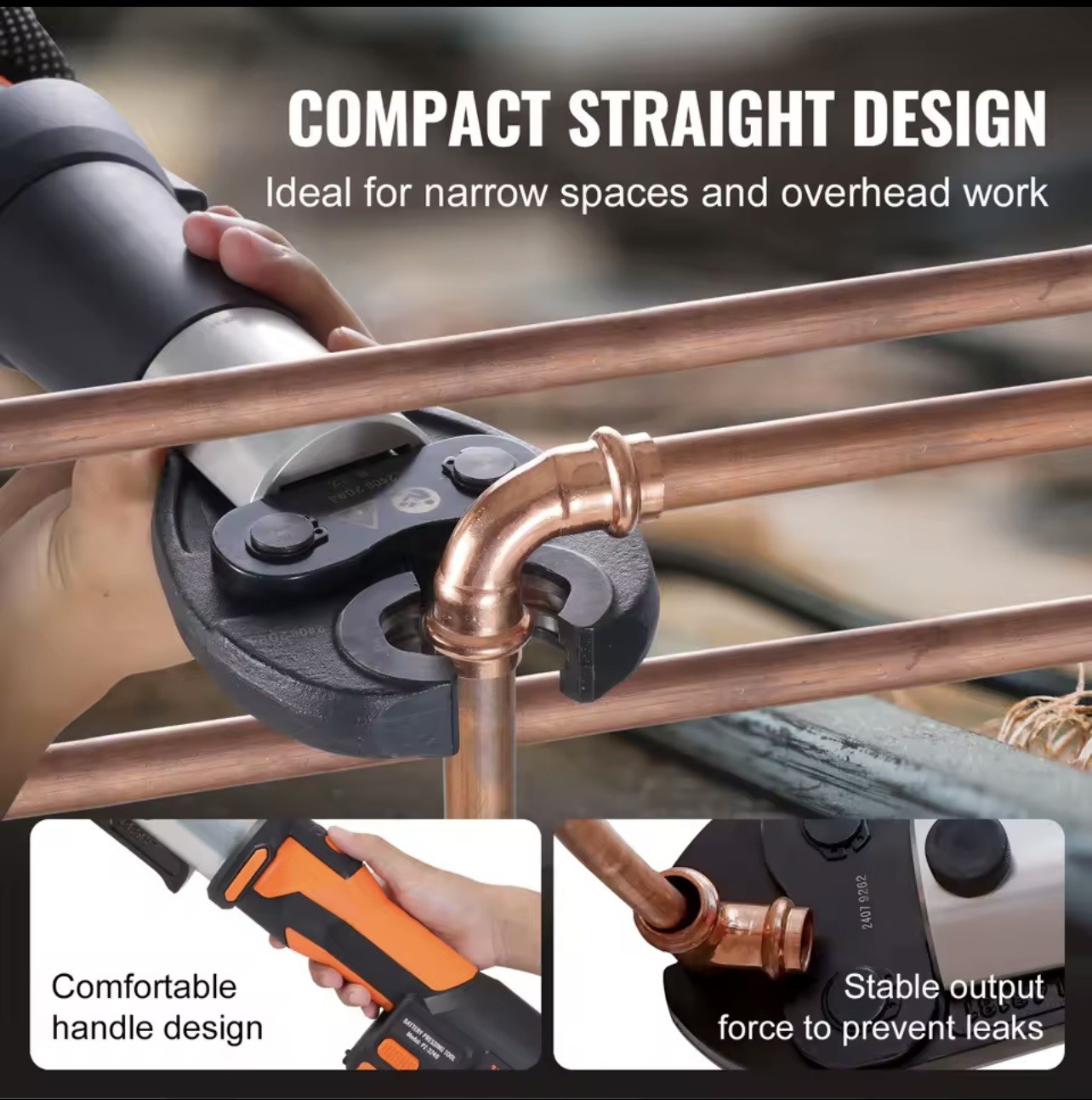 Pro Press Tool Pipe Crimping Kit Press Tool Battery Kit 1/2" 3/4" 1" Jaw