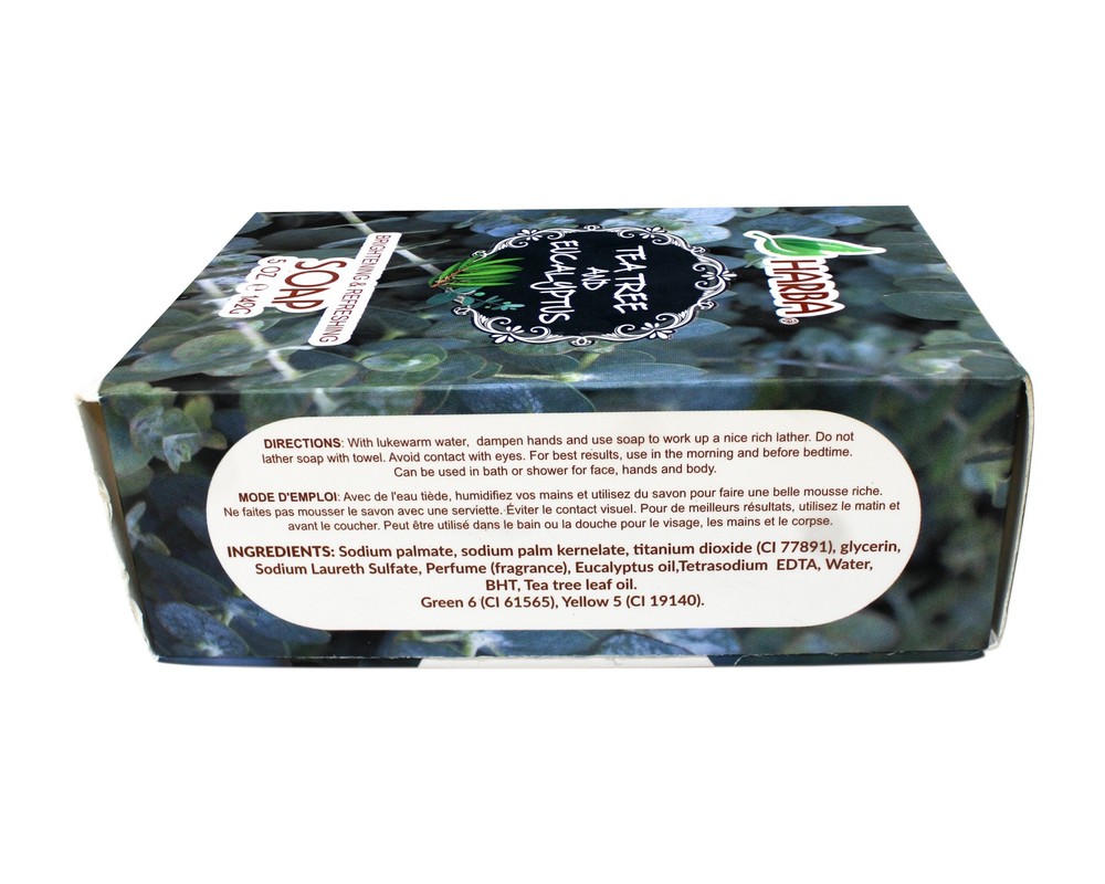 Harba Bath Soap, Brightening & Refreshing, Tee Tree & Eucalyptus, 5 OZ - 5 Pack