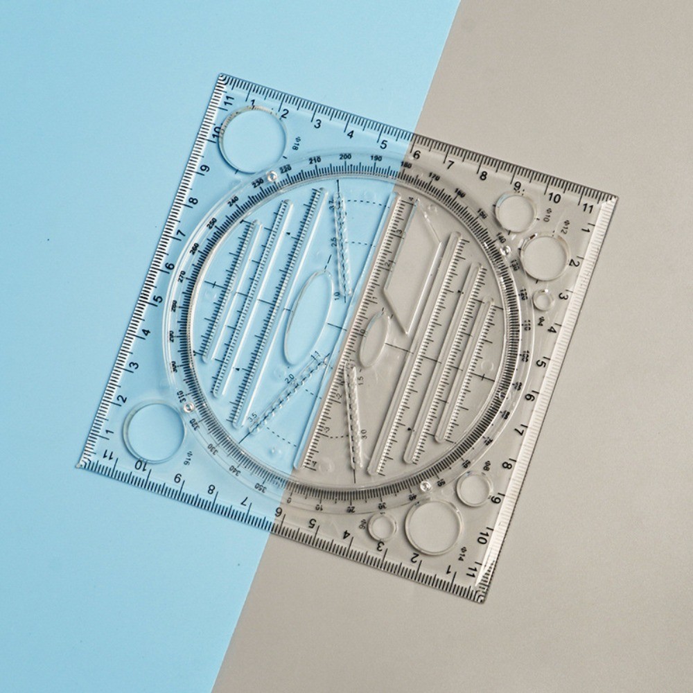 Transparent Rotatable Ruler Protractor Circle Drafting Ruler School Supplies