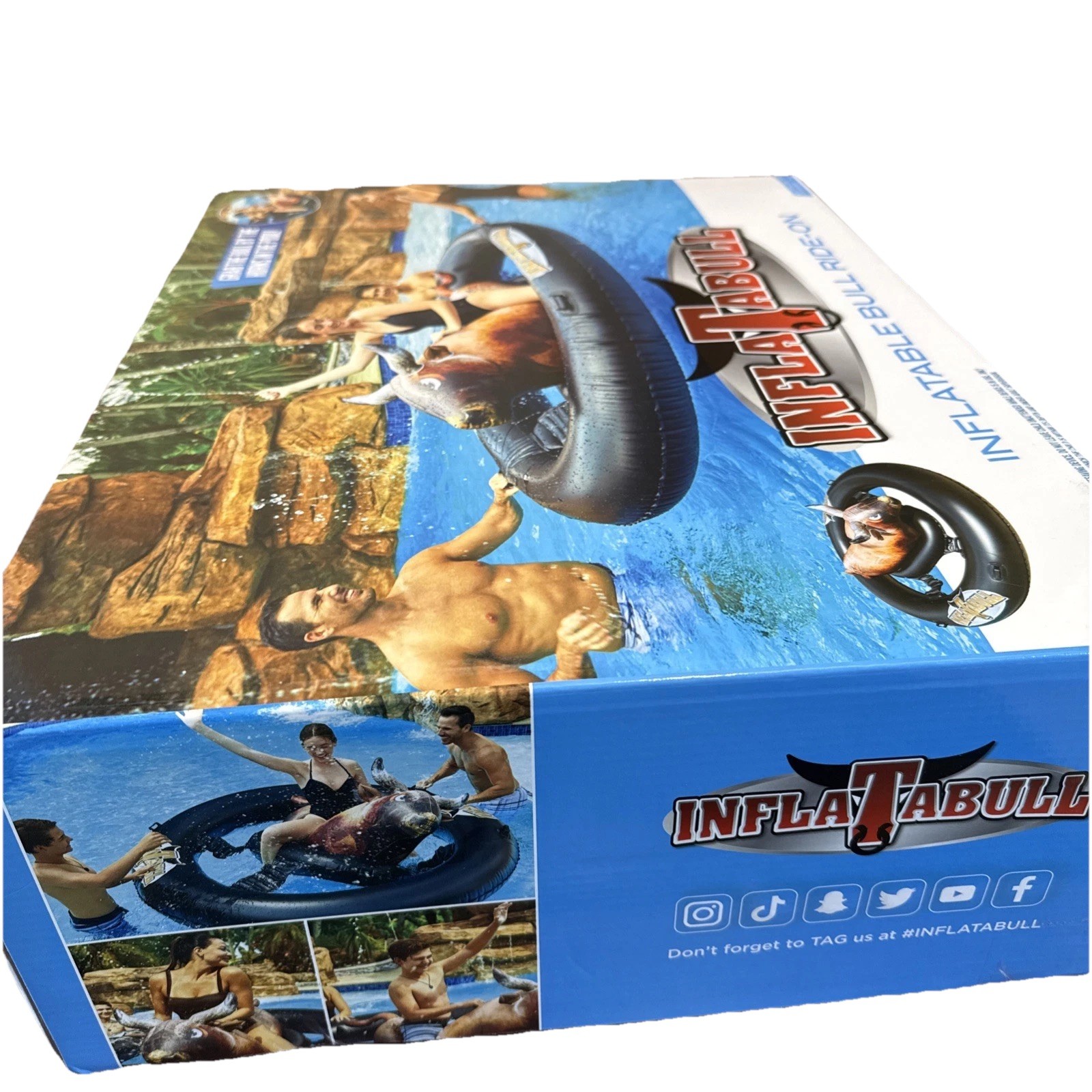 Inflatabull Inflatable Ride On Rodeo Bull Pool Toy Float Ages 9+ New Unopened