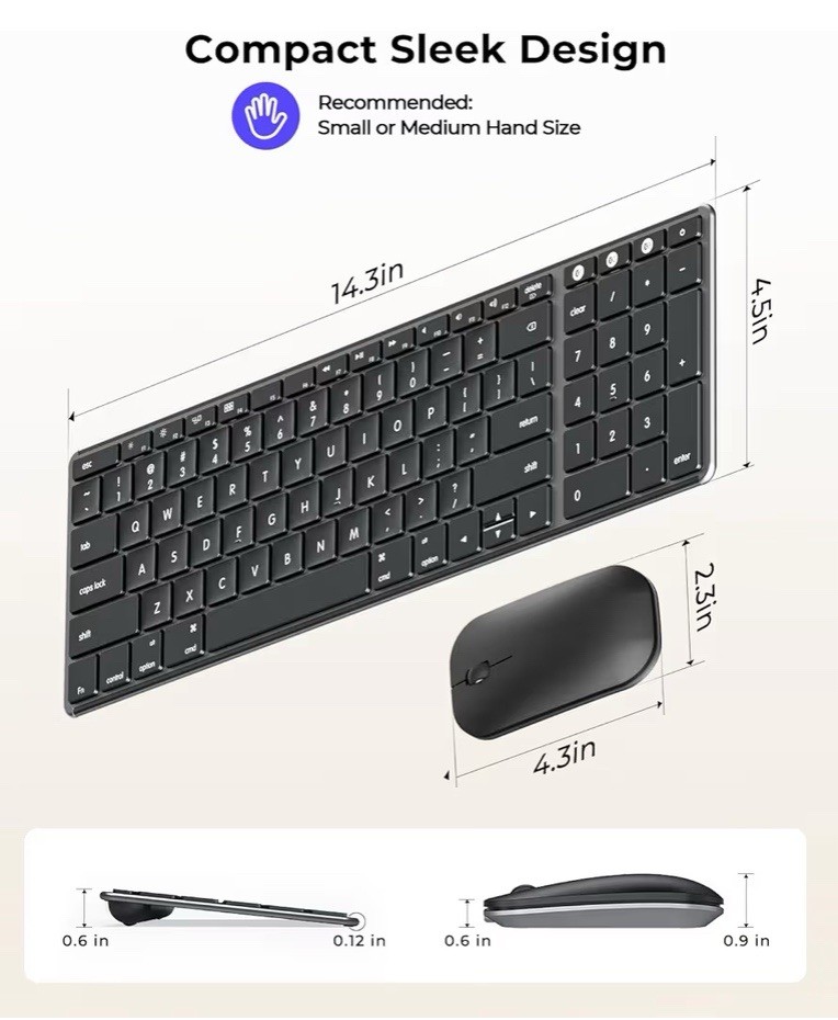 seenda Bluetooth Keyboard and Mouse for Mac SKM64-2 Multi-Device Rechargeable