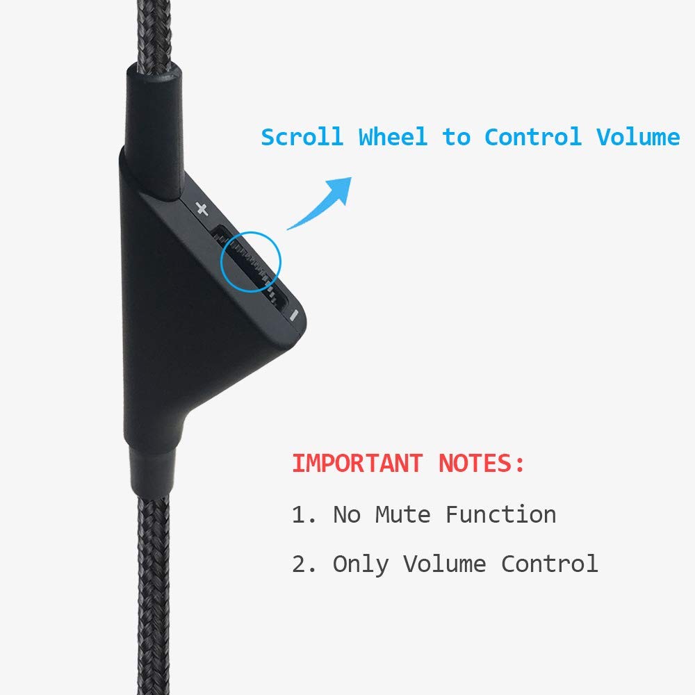 MJKOR Replacement for Astro A10 A40 Inline Volume Control Cable 2M, Black