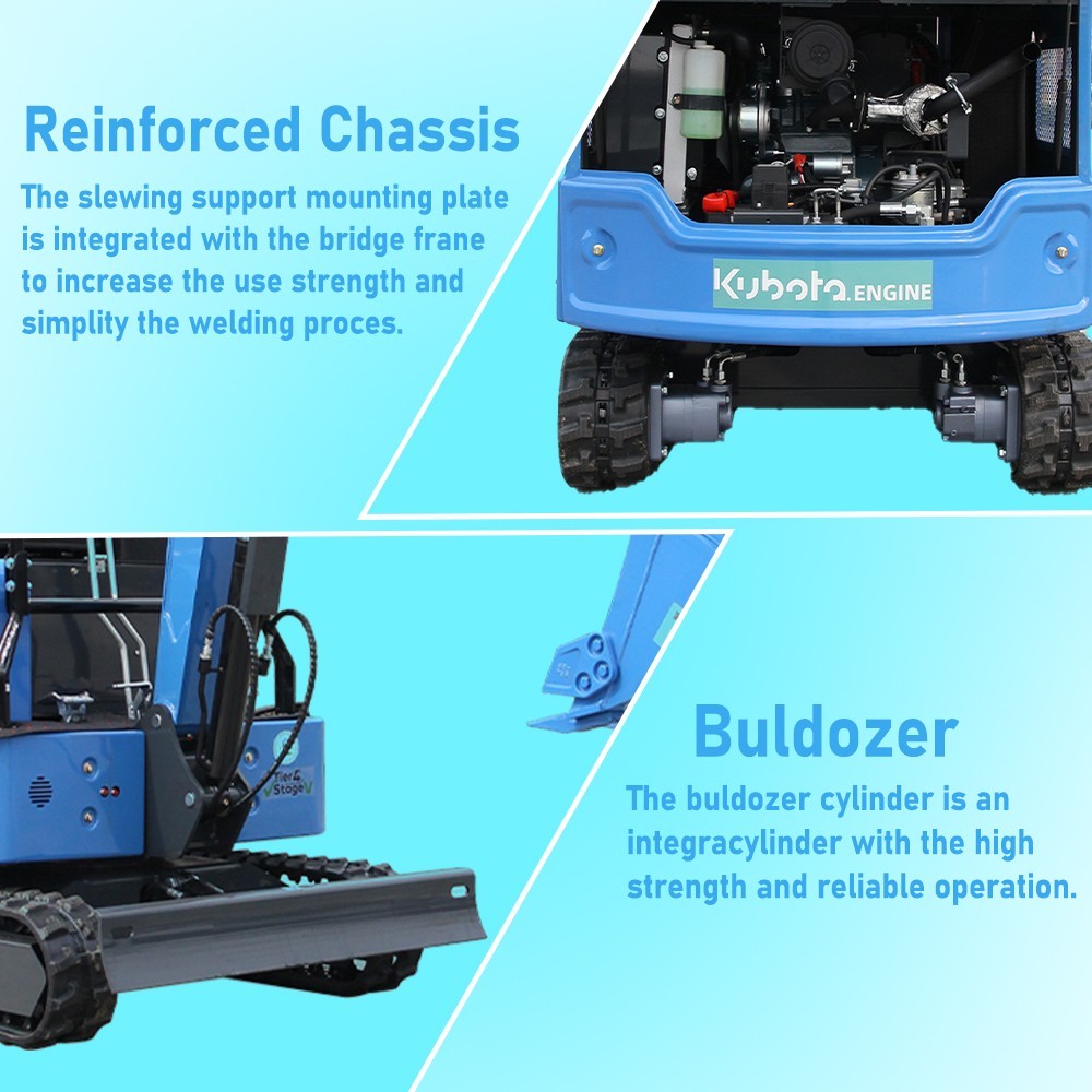 1.8 Ton Mini Excavator Hydraulic Diggers with KUBOTA Diesel Engine EPA PICK UP
