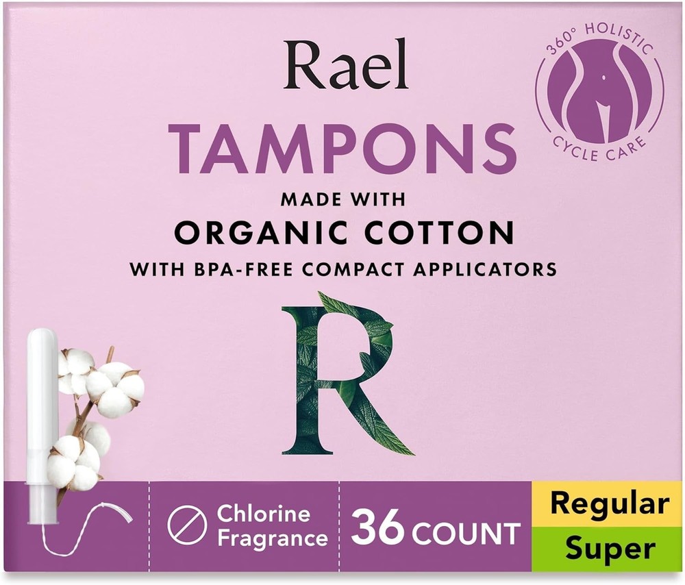 Tampons with Compact Applicator, Organic Cotton, Regular Absorbency, 36 Count
