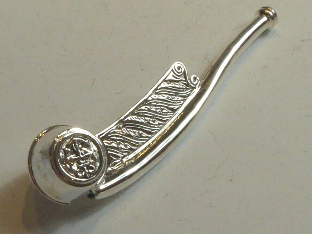SOLID SILVER NOVELTY BOSUNS EMBOSSED ANCHOR WHISTLE