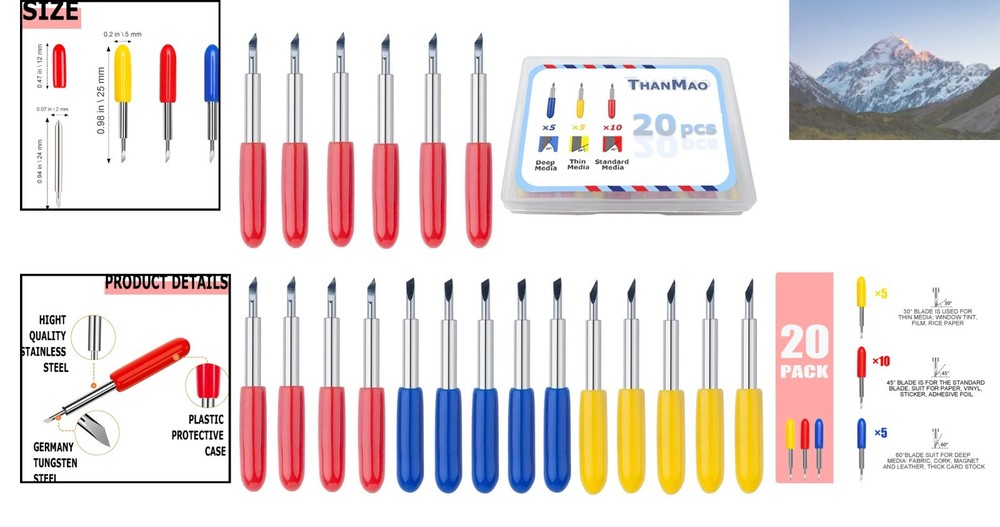 Versatile 20 Pcs Blade Set for Explore Cutting Machines - Precision & Safety