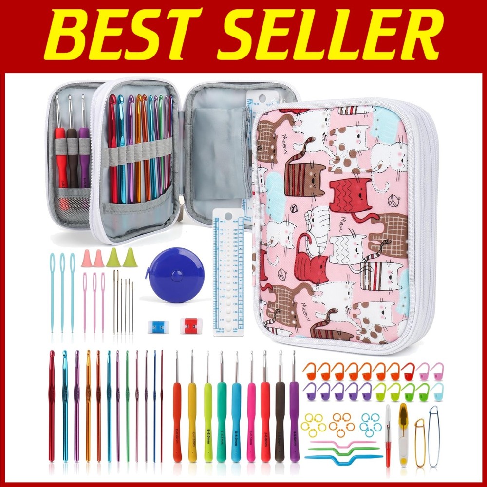 85-Piece Crochet Hooks Set with Case, Ergonomic Design