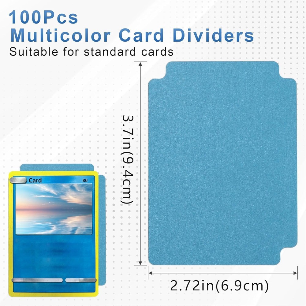 Trading Card Dividers 100pc Multicolor Tabs Card Separators for Storage Boxes