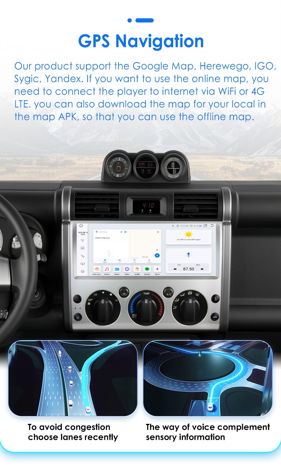 Plug&Play Android 12.3 inch Car Stereo Radio for Toyota FJ CRUISER GPS Carplay
