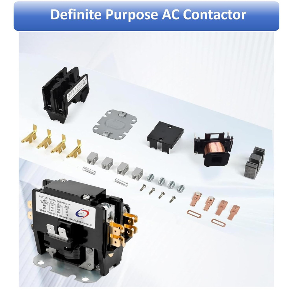 2 Pole 40 Amp 24V Coil Definite Purpose Air Conditioner Contactor, Compressor
