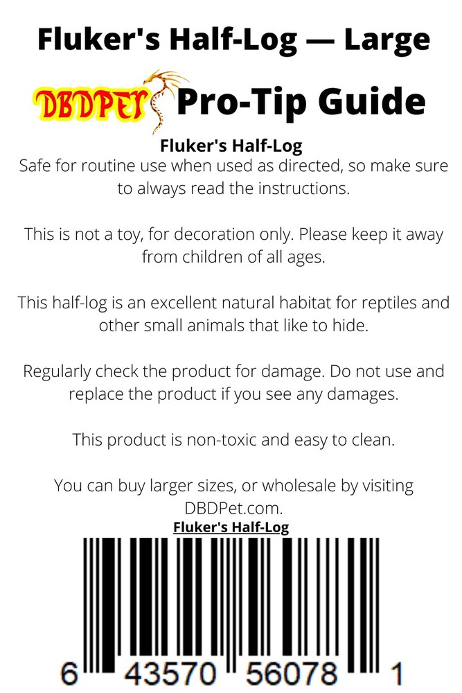 Fluker's Critter Cavern Half Log Hideaway Brown (Large) -DBDPet Pro-Tip Guide