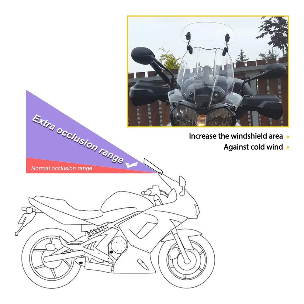 For Motorcycle Adjustable Clip On Windshield Extension Spoiler Deflector