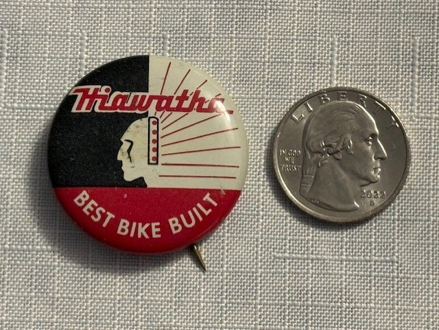 Vintage Advertising Pinback Button Hiawatha Best Bike Built Bicycle