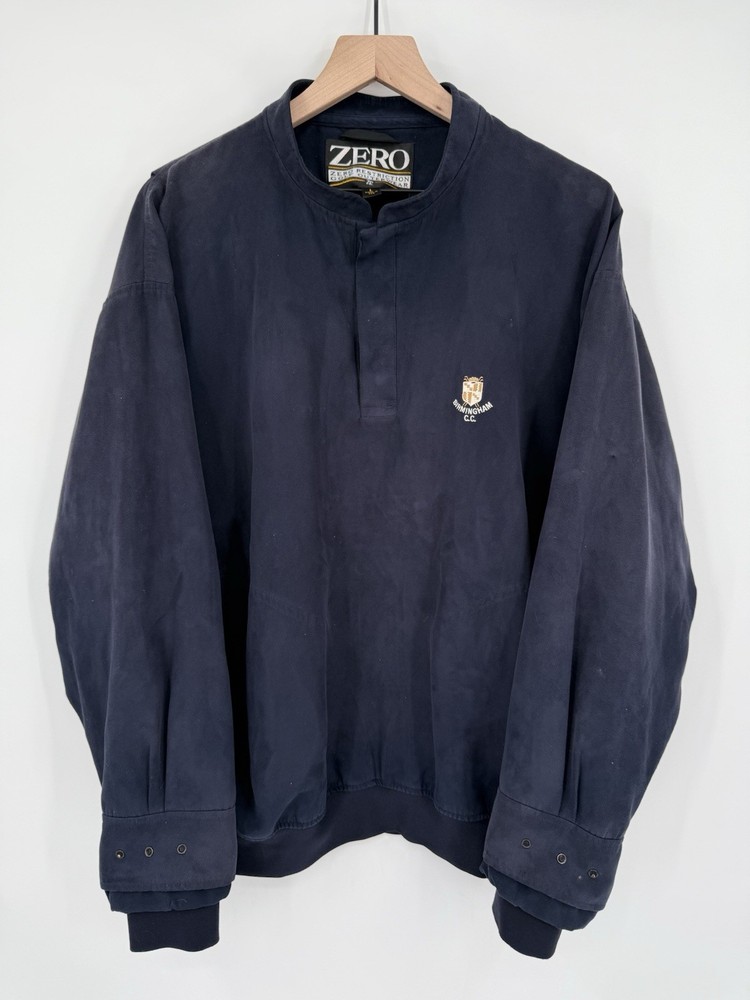 Zero Restriction Pullover Mens Large Blue Microsuede Golf Jacket Made In USA