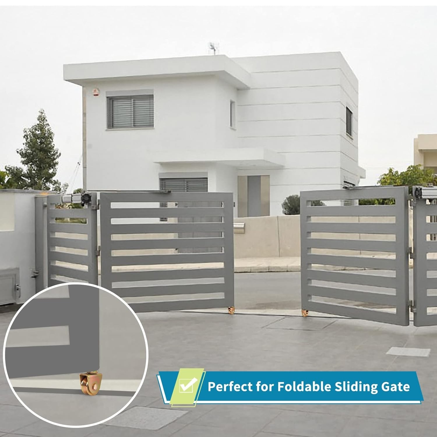 4 Pcs Sliding Gate Wheels 2.5in V Groove Caster 360° Stem 2640LBS Capacity