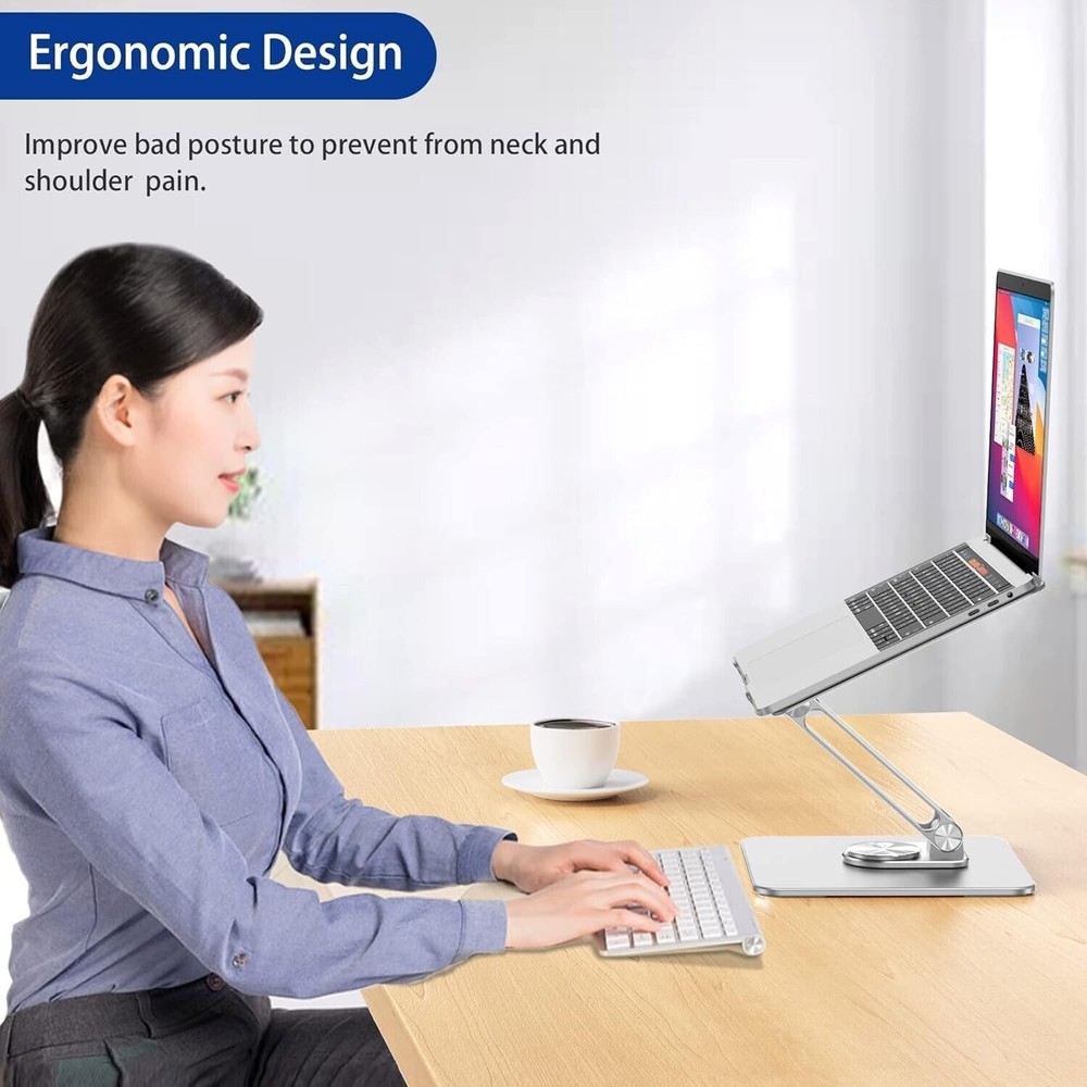 BESIGN LSX7 Laptop Stand with 360° Rotating Base, Ergonomic Adjustable Notebook