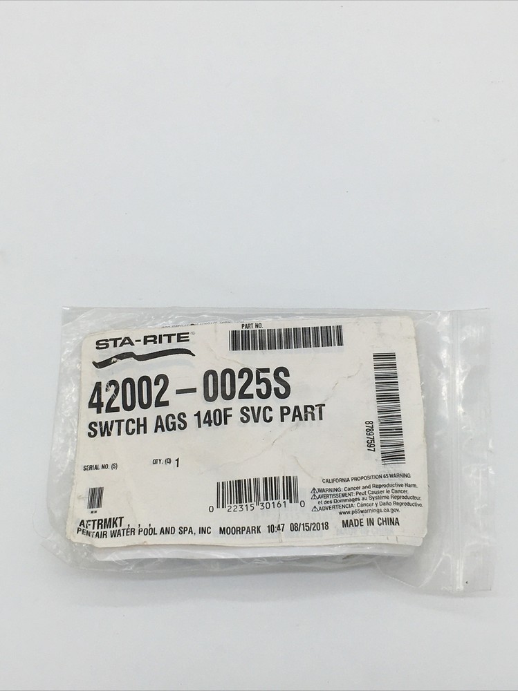 Sta-Rite 42002-0025S Switch Auto Gas Shutoff Max-E-Therm