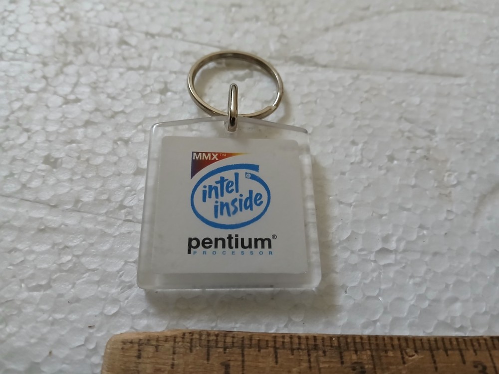 Vintage MMX Intel Inside Pentium Processor Acrylic Key Chain