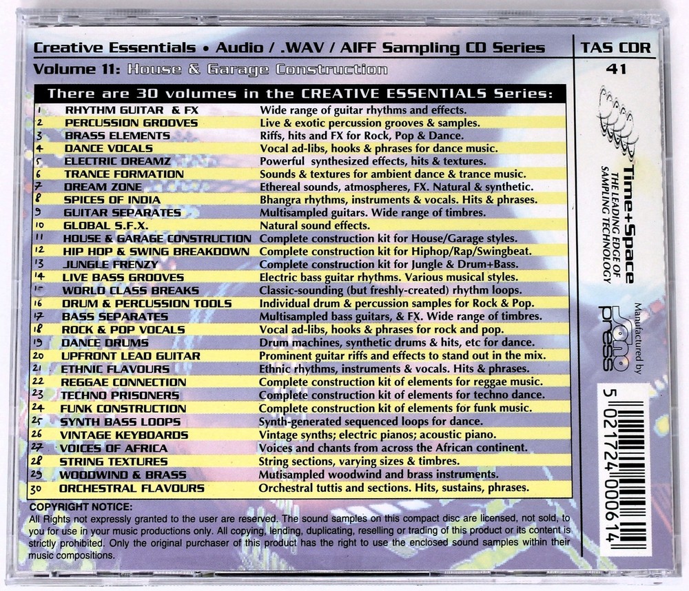 Zero-G Creative Essentials 11 House & Garage Construction Library Sampling CD