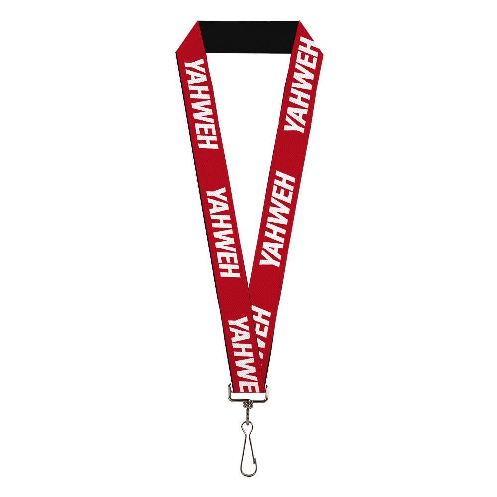 Lanyard Yahweh Text Red White Elastic