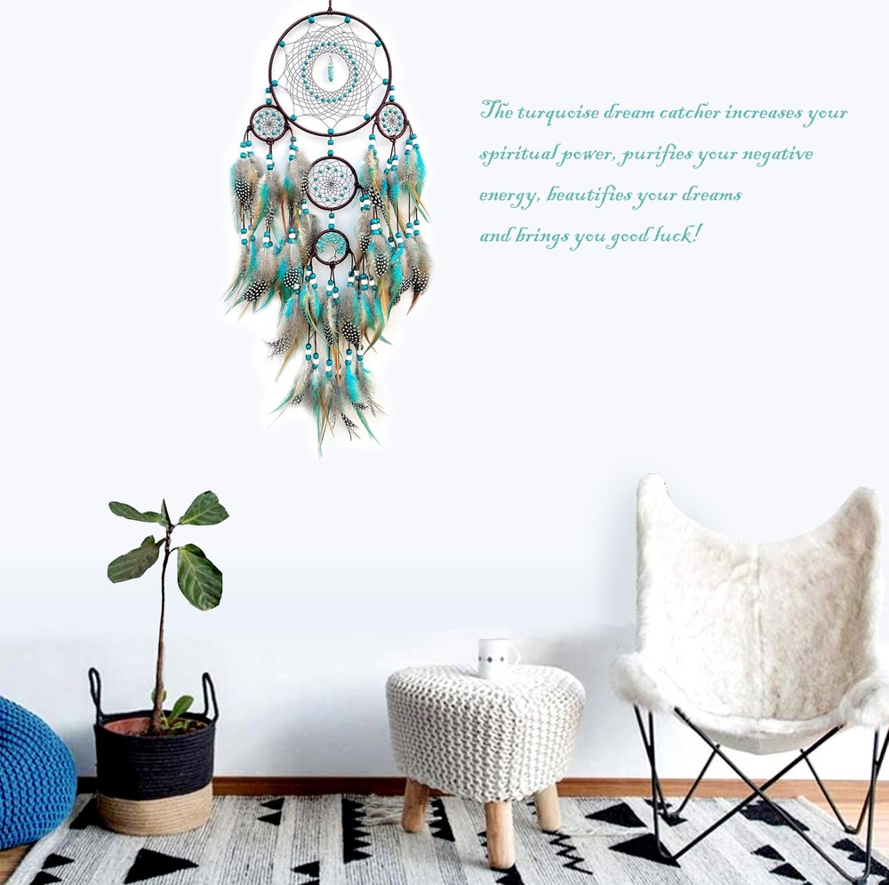 Boho Turquoise Dream Catcher Wall Hanging Large