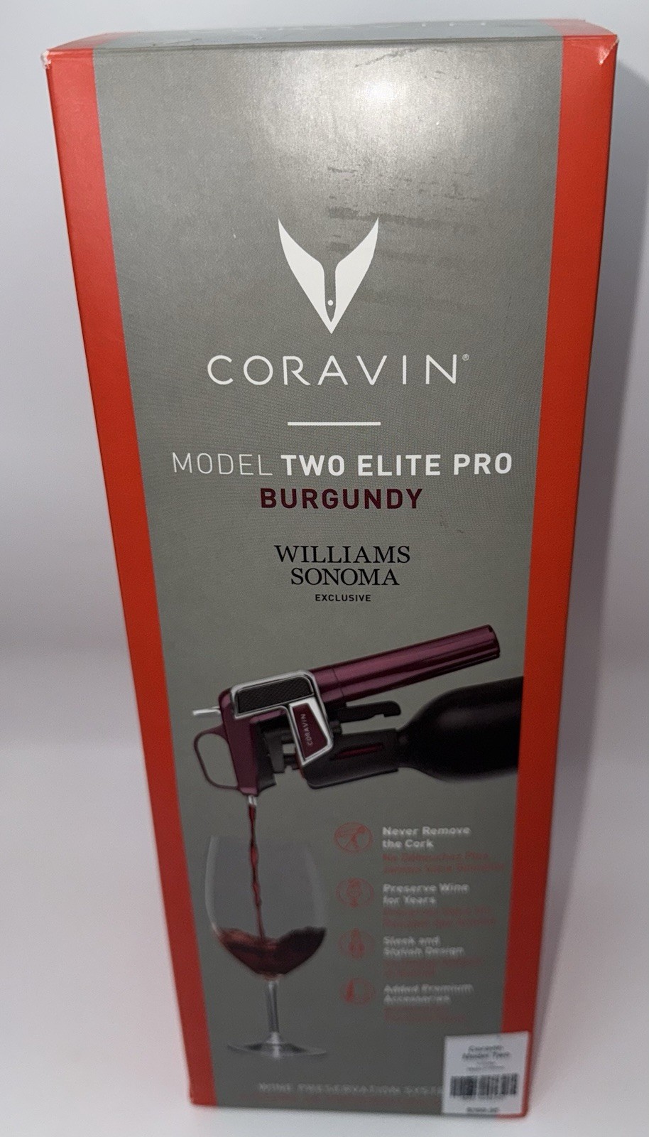 NEW! Coravin Model Two ELITE PRO BURGUNDY 112204 Wine Preservation Sys. NO CORKS