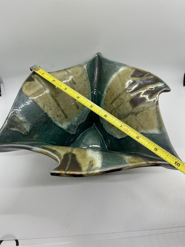 Studio Art Pottery Bowl Ruffled Top