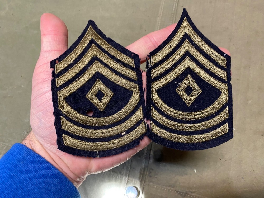 ORIGINAL WWII US ARMY NCO 1st SERGEANT JACKET INSIGNIA CHEVRONS