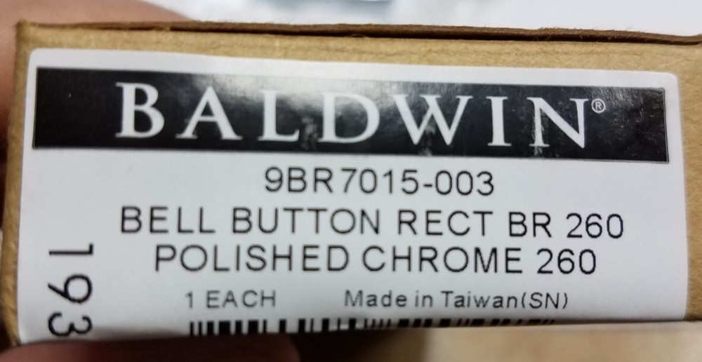 Baldwin 9BR7015 Rectangular Bell Buttons Solid Brass Price is for 1 Each