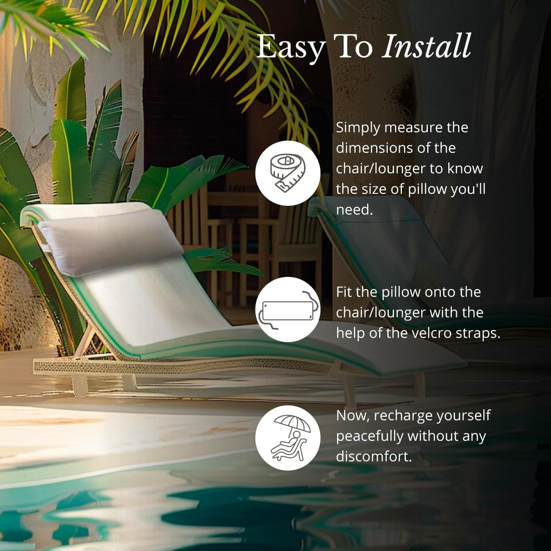 Sunbrella Natural White Outdoor Headrest Pillow for Ledge Chaises & Loungers